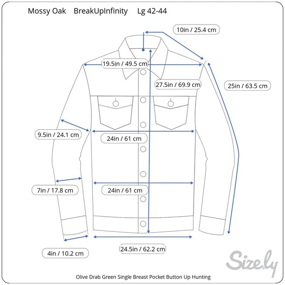 Men's Shirt Size Large L Mossy Oak Green Long Sleeve Button Up Break-Up Infinity - Picture 7 of 8